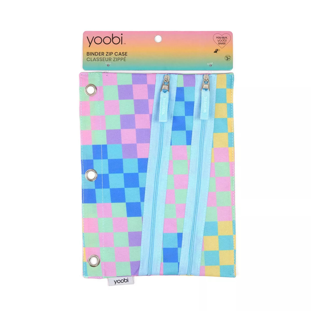 Double Zip Binder Pencil Case Multicolor Checkered - Yoobi™ | Target