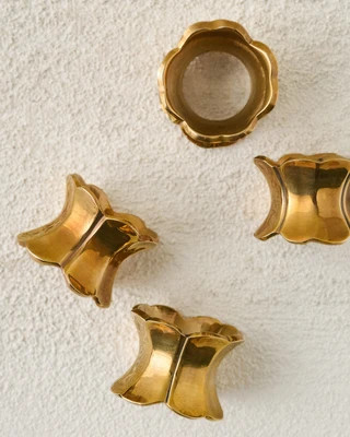 Antique Brass Ruffle Napkin Ring Set of Four | Magnolia