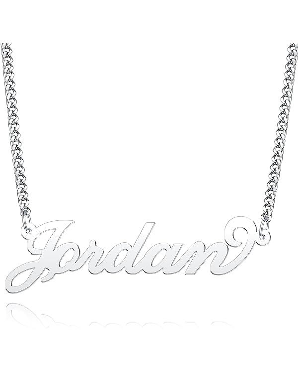 CLY Jewelry Personalized Name Necklace Sterling Silver Pendant Customized Custom | Amazon (US)