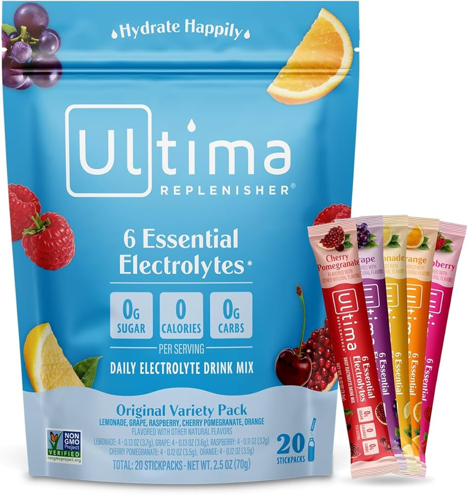 Ultima Replenisher Daily Electrolyte Powder Drink Mix – Sugar Free – Original Variety, 20 Sti... | Amazon (US)