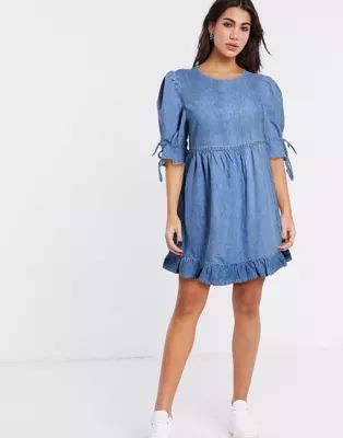 & Other Stories denim frill hem smock dress in blue | ASOS (Global)