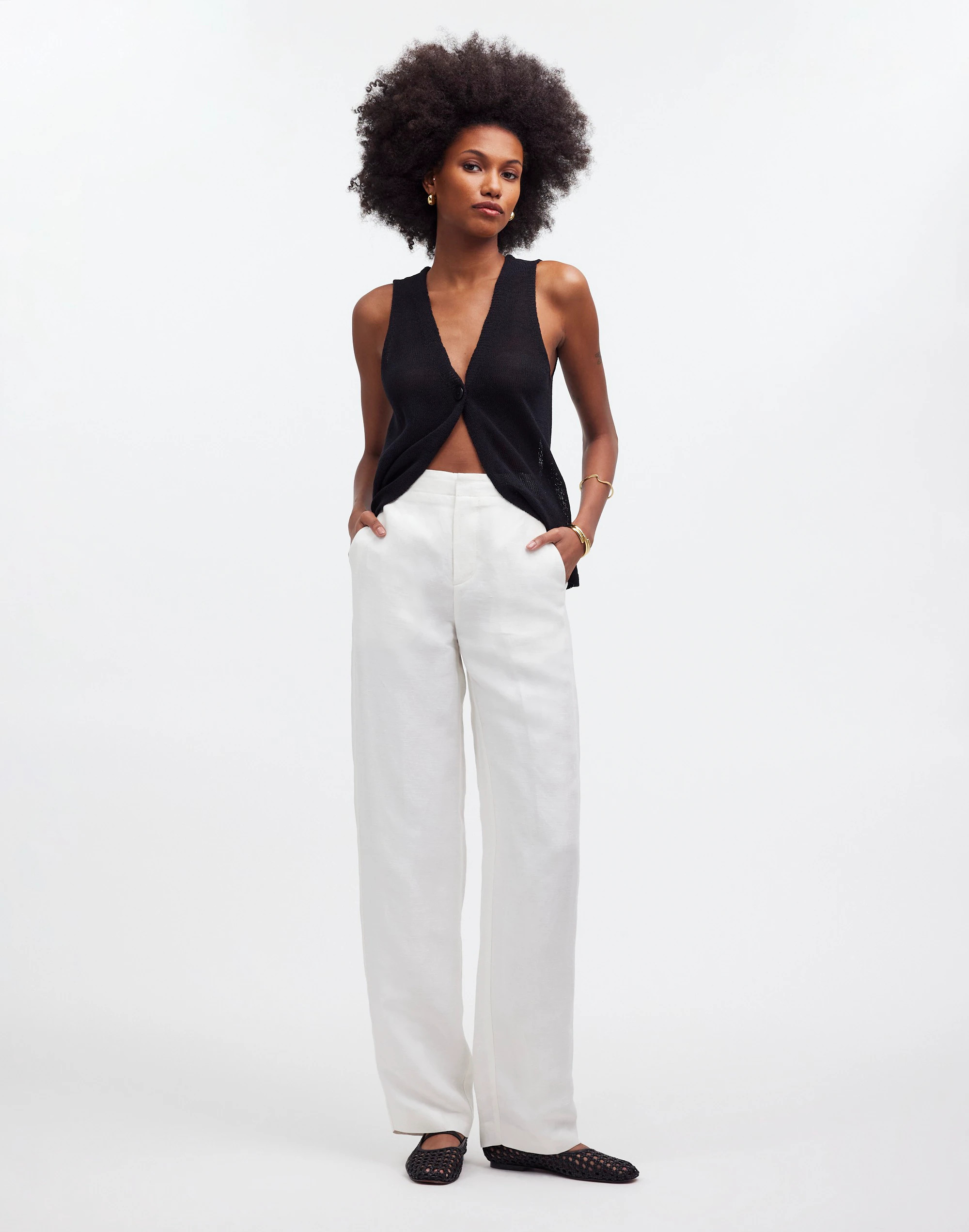 Mid-Rise Straight Pants in Linen Blend | Madewell
