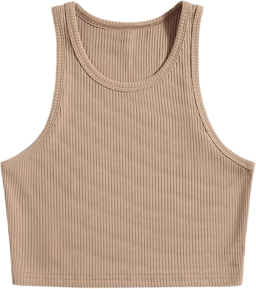 MakeMeChic Women's Summer Tank Tops Sleeveless Racer Back Halter Neck Crop Tops | Amazon (US)