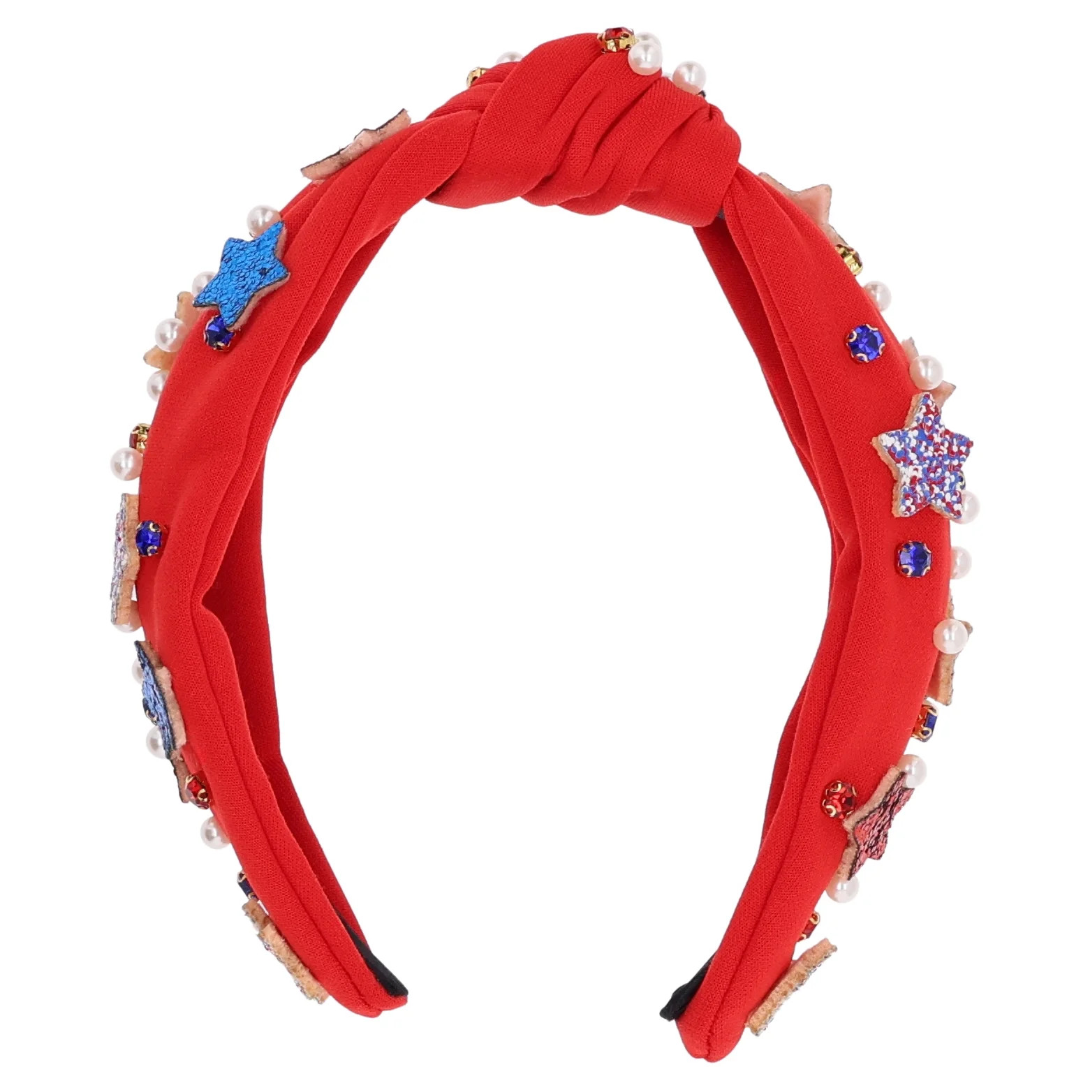 Patriotic Comfortable Polyester Red Headband with Beads, Gems, Star, by Way to Celebrate | Walmart (US)