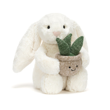 Cream Bunny with Plant | Jellycat US