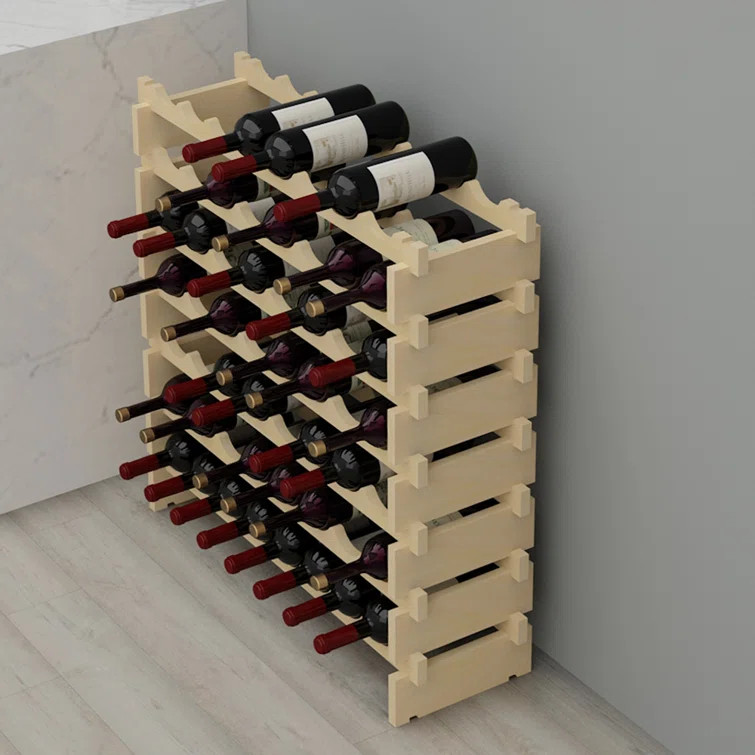 Kirtland Solid Wood Floor Wine Bottle Rack in Natural Wood | Wayfair North America