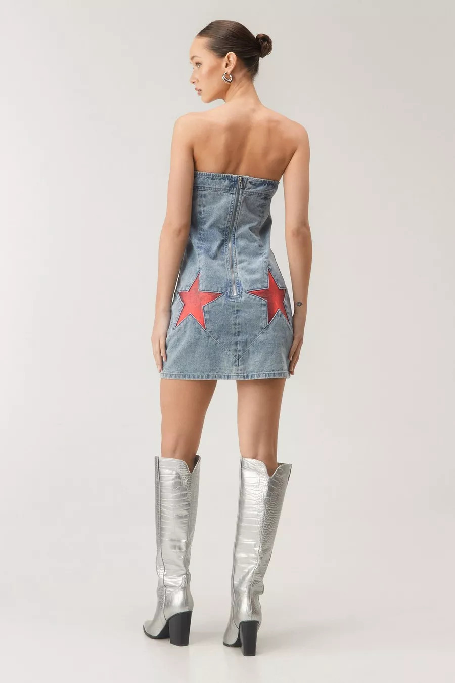 Coated Star Bum Denim Dress | Nasty Gal US