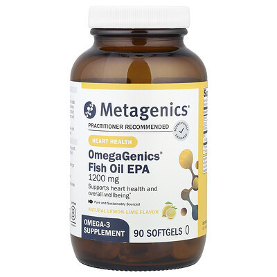 Metagenics, OmegaGenics®, Fish Oil EPA, Natural Lemon-Lime, 1,200 mg, 90 Softgels | iHerb
