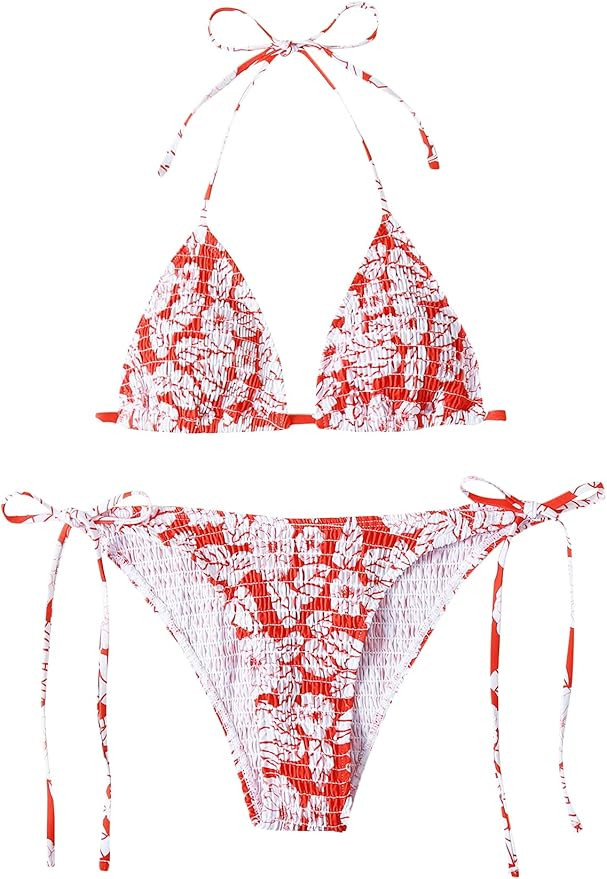 SOLY HUX Women's Halter Triangle Tie Side Bikini 2 Piece Swimsuits | Amazon (US)