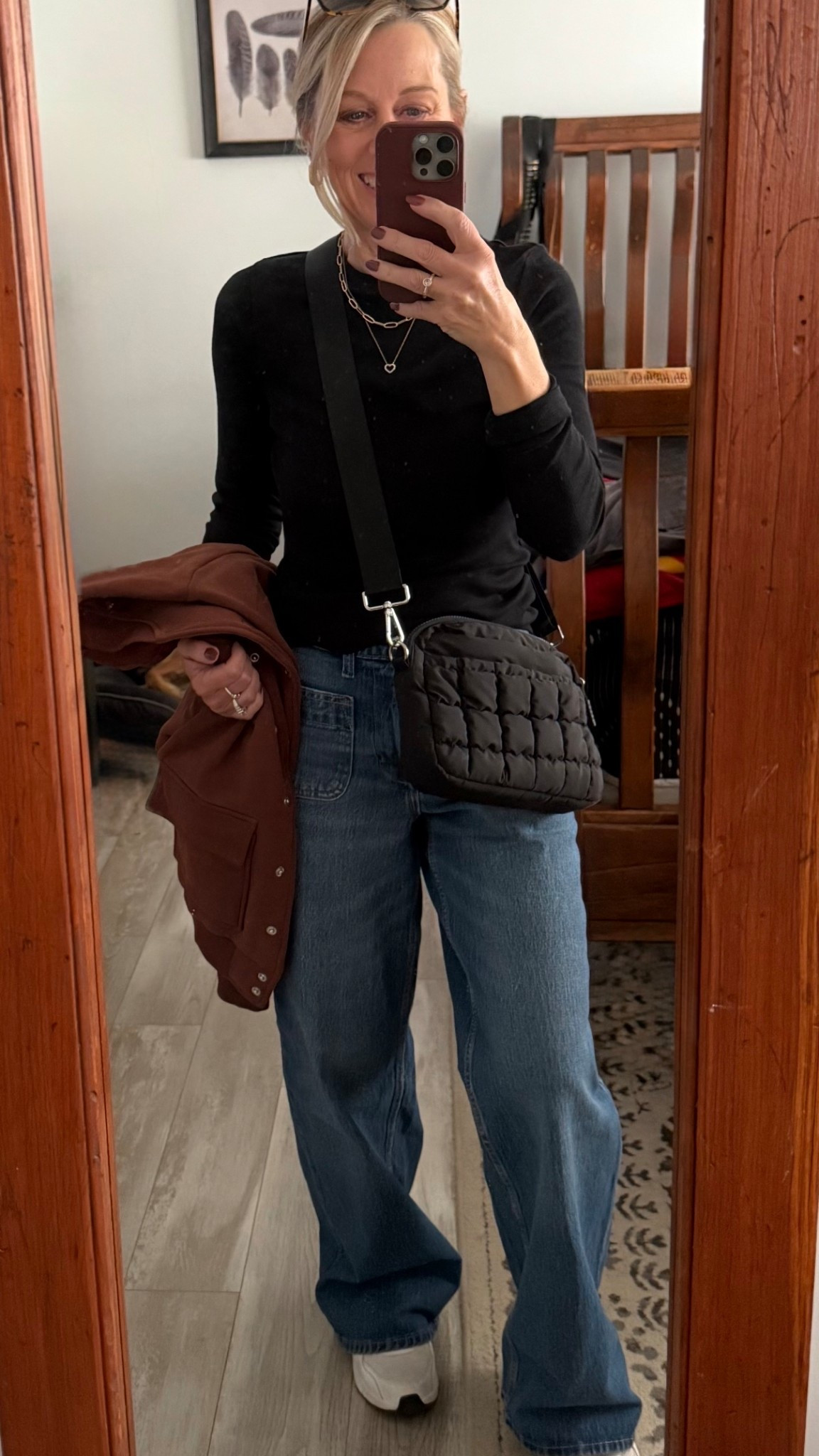 I finally snagged a pair of these viral jeans!! They are super comfy and under $30. I even got a few compliments on them yesterday. This will be my go to #ootd for fall. The jacket is warm and I love that it looks like a bomber jacket but feels like a sweatshirt . — the jeans go in and out of stock, just keep checking in!! Everything fits tts for me. The jeans come in short and tall lengths!

#LTKSeasonal #LTKStyleTip