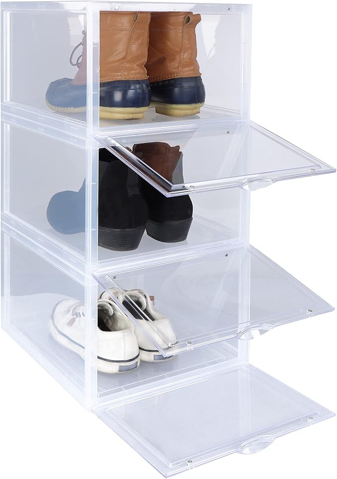 7Penn Plastic Shoe Boxes with Lids 3pk Clear and White - Shoe Storage Containers for Display - St... | Amazon (US)