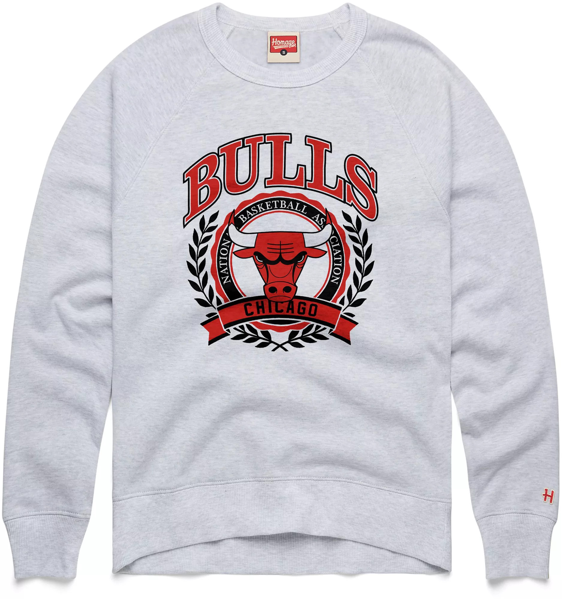 HOMAGE Men's Chicago Bulls Ash Crest Emblem Crewneck Sweatshirt, Medium, Black | DICK'S Sporting Goods