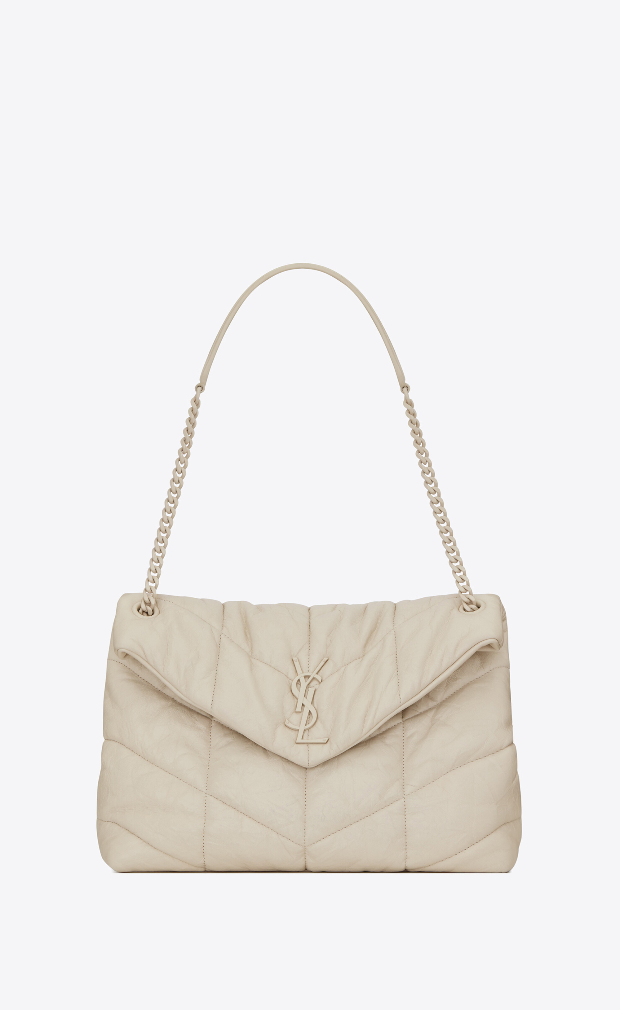 loulou puffer medium bag in quilted wrinkly matte leather and colored hardware | Saint Laurent Inc. (Global)