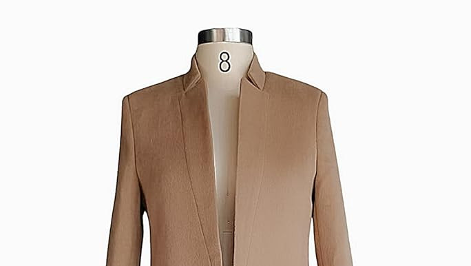 Kwoki Women's Stand Collar Open Front Pea Coat Casual Mid Long Wool Blend Blazer Trench Overcoat ... | Amazon (US)