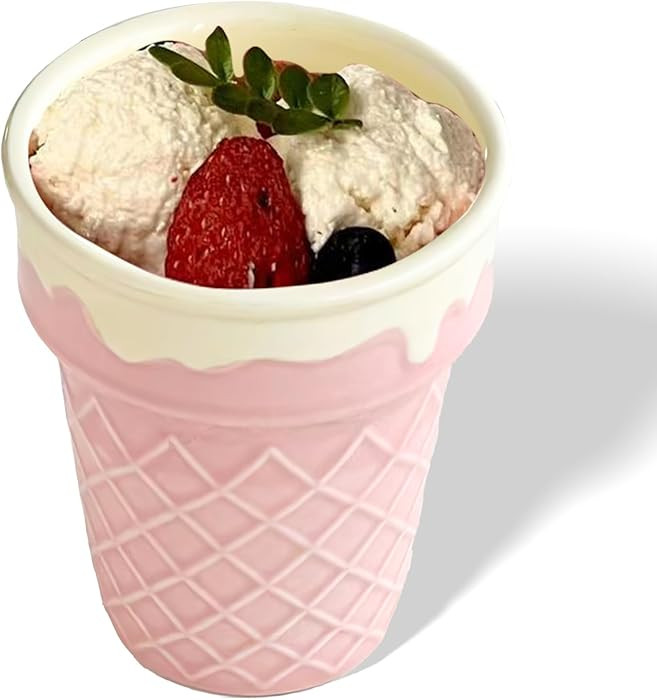 Reusable Ceramic Ice Cream Cups – Waffle-Style Dessert Bowls for Sundaes, Snacks, Drinks, Kids ... | Amazon (US)