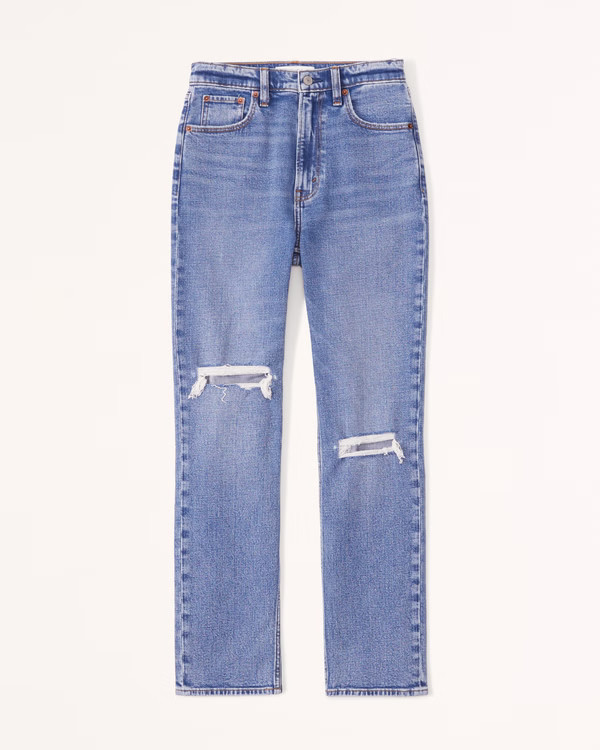 Curve Love Ultra High Rise Ankle Straight Jean | Abercrombie & Fitch (US)