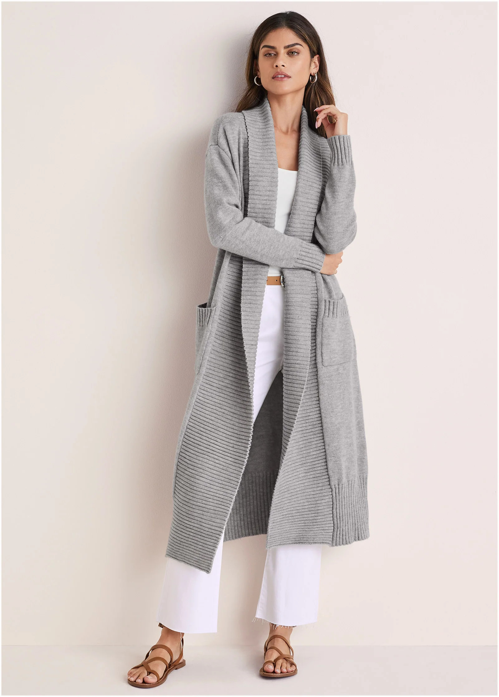 Cardigan Duster - Medium Heather Grey | VENUS