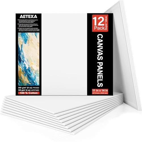 Canvas Boards for Painting, 11"x14" Canvas Board, Pack of 12, Art Canvases for Painting, Blank White Canvas Panels for Acrylic, Oil and Gouache Painting. | Amazon (US)