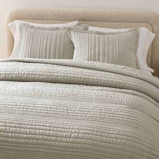 European Flax Linen Linework Quilt & Shams | West Elm (US)