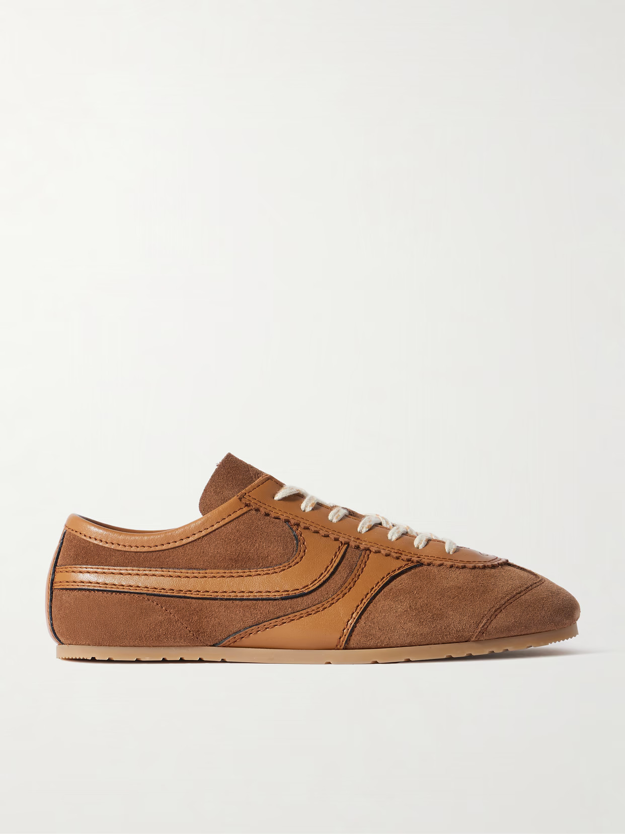 Dries Van Noten - Leather-trimmed Suede Sneakers - Brown | NET-A-PORTER (US)