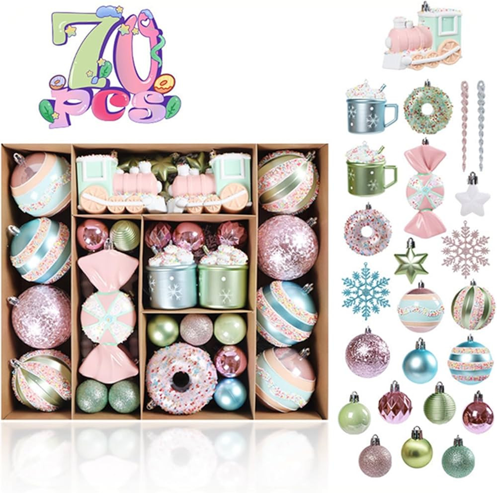 32/48/70 Pcs Christmas Donut Tree Decorations Pastel Christmas Ornaments Realistic Artificial Toy... | Amazon (US)