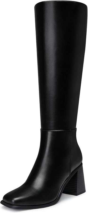 Women's Knee High Boots: 3 Inch Chunky Heel, Square Toe Tall Boot, Winter Fall Fashion Gogo Side ... | Amazon (US)