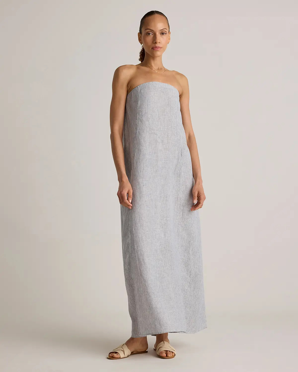 100% European Linen Strapless Maxi Dress | Quince