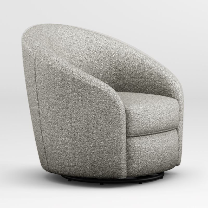 June Grey Upholstered Nursery Swivel Glider Chair + Reviews | Crate & Kids | Crate & Barrel