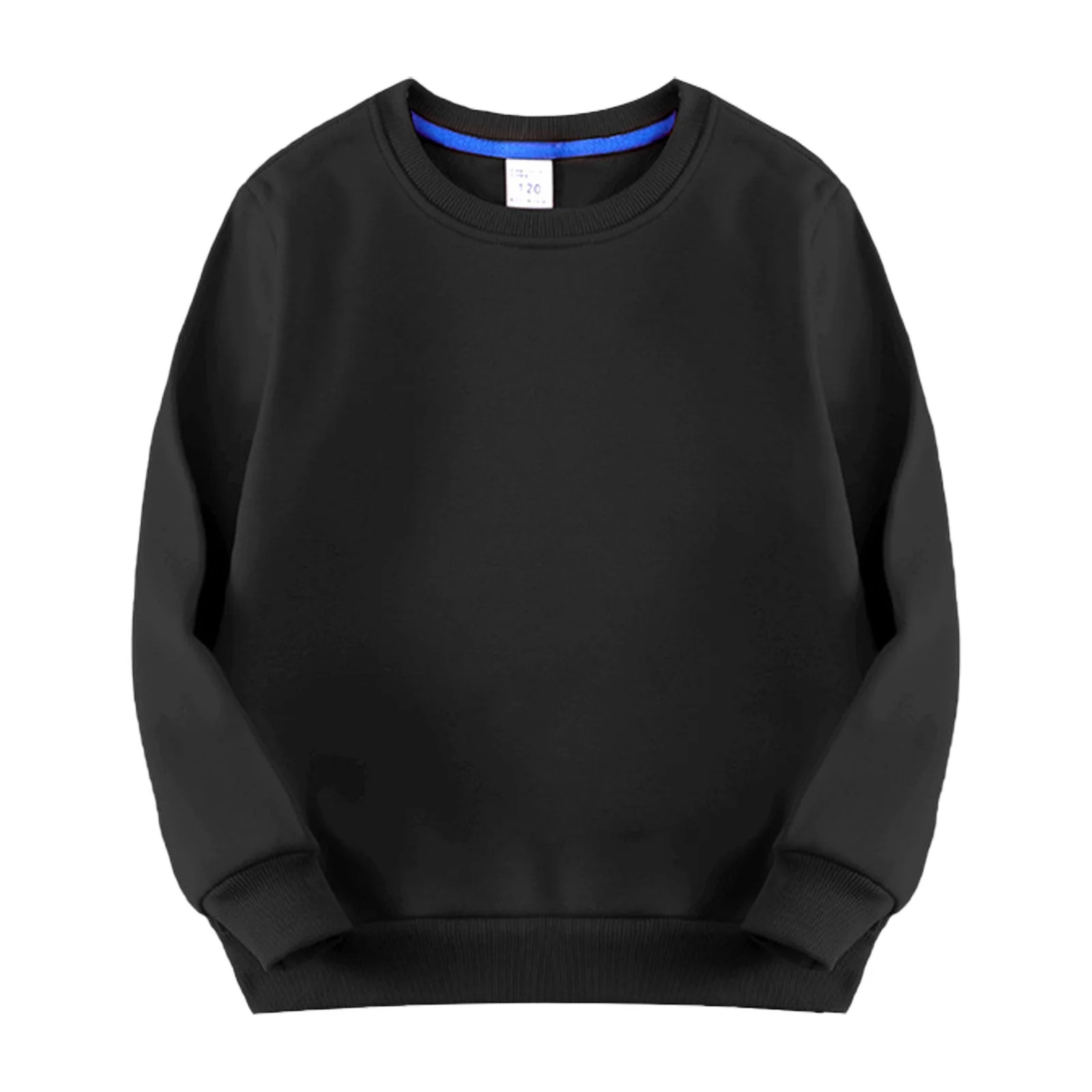 Toddler Boys Girls Sweatshirt -Lined Crew Neck Soild Color Print Kids Pullover(120 3-4 Years,Blac... | Walmart (US)