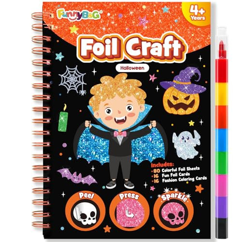 FUNNYB&G Foil Art Craft Activity for Kids - Halloween Crafts Gift Party Favors for Kids Trick or Treat Goodie Bag Stuffer Fillers Gifts Toy for Girls Boys 4 5 6 7 8 9 Years Old(Halloween) | Amazon (US)