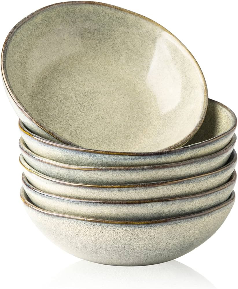 AmorArc Ceramic Cereal Bowls Set of 6, 24 oz Handmade Stoneware Bowls Set for Cereal Soup Salad, ... | Amazon (US)