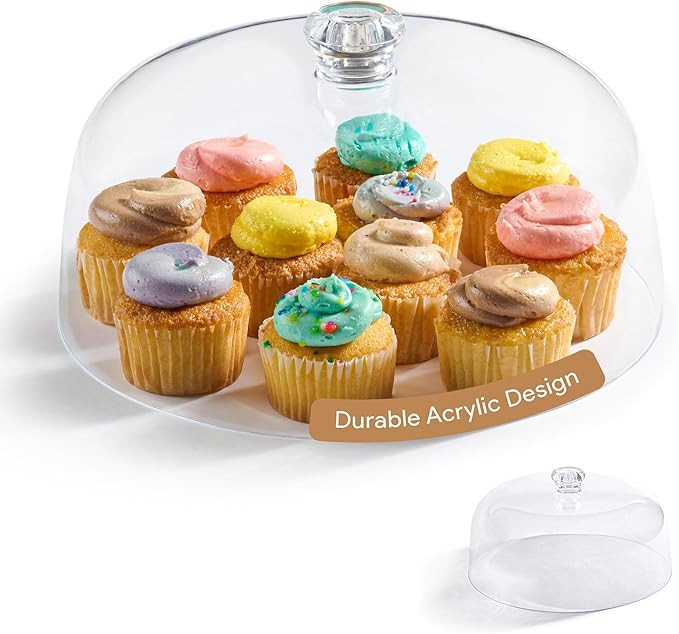 Acrylic Cake Cover – 11 Inch Cake Dome, Shatterproof, Lightweight Plastic Lid for Round Stands,... | Amazon (US)