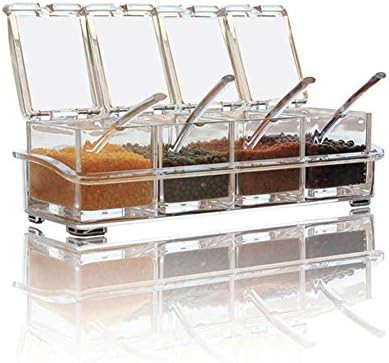 Clear Seasoning Box,V-Resourcing 4 Pieces Clear Seasoning Storage Container for Spice Salt Sugar ... | Amazon (US)