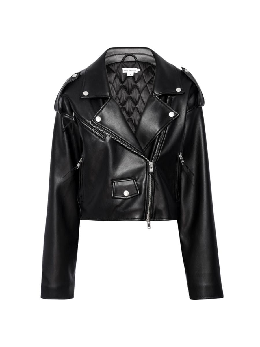 Faux-Leather Cropped Moto Jacket | Saks Fifth Avenue
