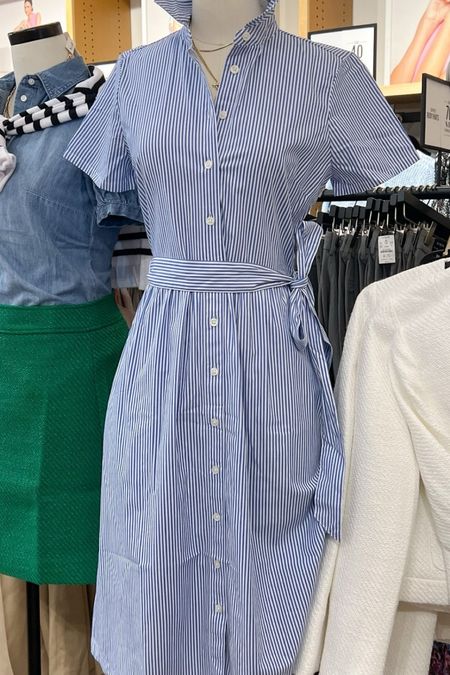 This striped, midi shirt dress is perfect for work, church & other spring events! So easy to dress up or down, and it's currently on major sale! 
-
Striped midi dress, coastal style, coastal dress, blue and white dress, vacation outfit, workwear, work outfit, spring outfit, petite short sleeve midi dress, tweed lady jacket, mini skirt, knee length skirt, tweed a-line skirt, chambray button up shirt, striped teddie sweater, pullover sweater, coastal sweater, gold circle pendant necklace, gold jewelry, J.crew factory, church dress, work dress, work outfits, spring outfits, dresses on sale, resort wear, vacation dress

#LTKfindsunder50 #LTKworkwear #LTKsalealert