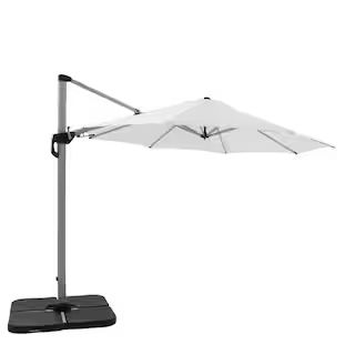 VIDA 11 ft. Heavy-Duty Cantilever Patio Umbrella in White | The Home Depot