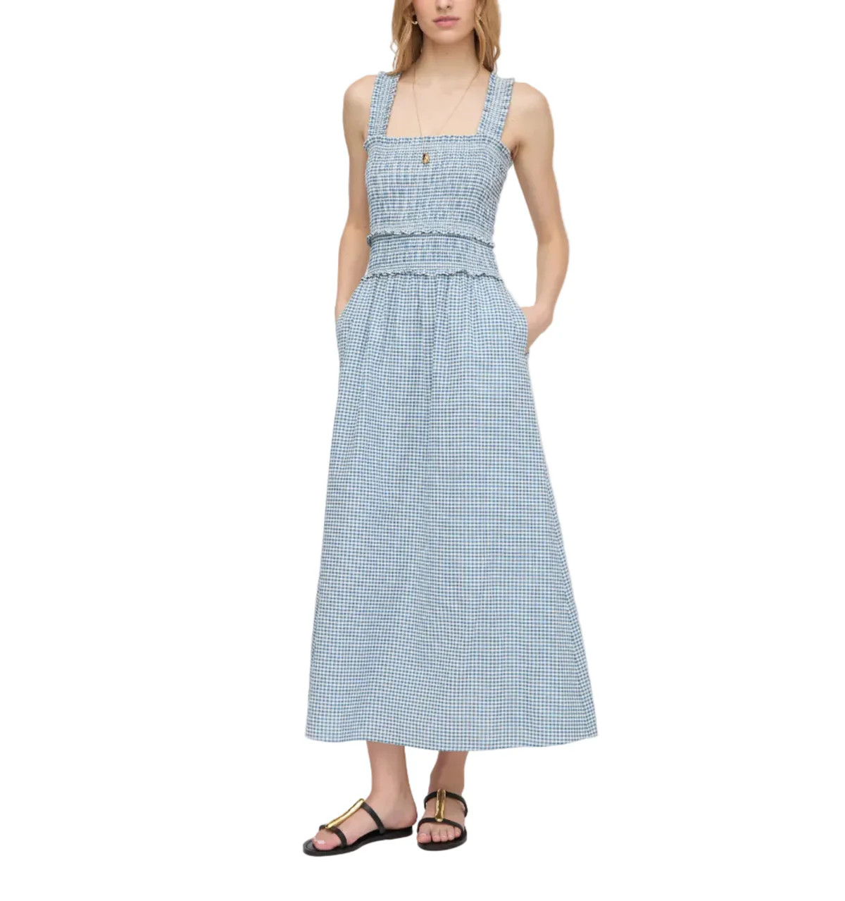 The Azalea Maxi Nap Dress in Lagoon Gingham | Over The Moon