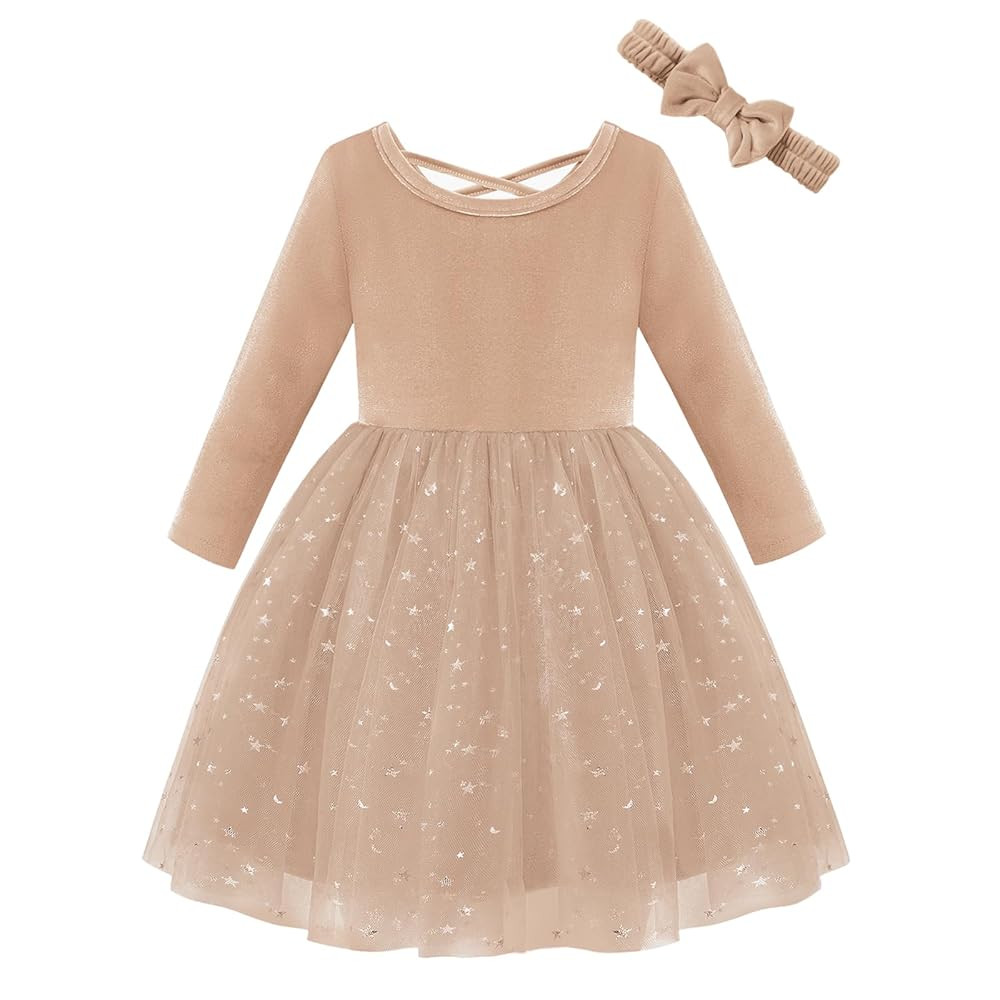 Weixinbuy Baby Girl Fall Winter Clothes Toddler Girls Velvet Twirl Dress Long Sleeve Party Dress ... | Amazon (US)