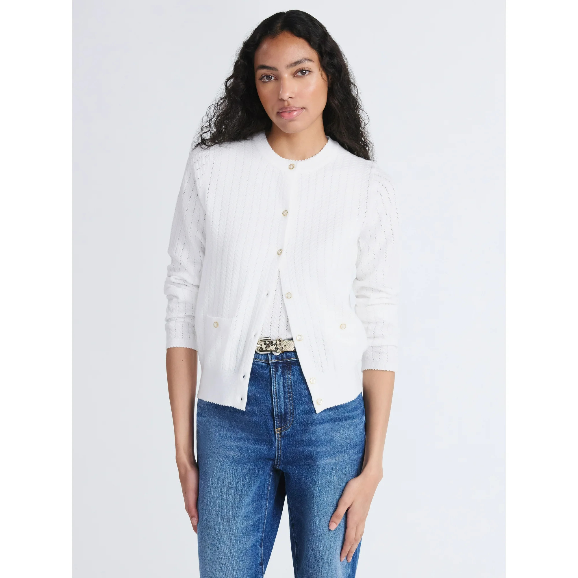 Hero image 0 of Free Assembly Women's and Women's Plus Cozy Yarn Welt Pocket Cable Cardigan Sweat... | Walmart (US)