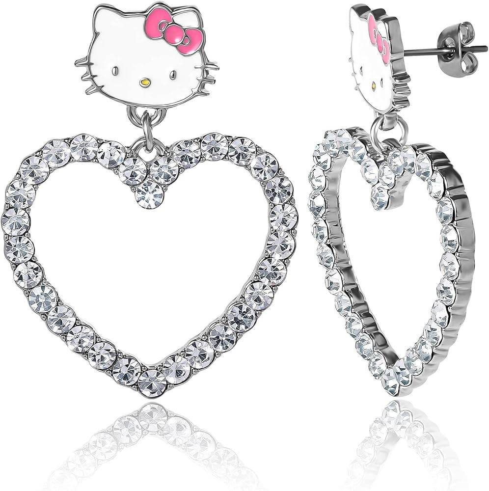 Sanrio Hello Kitty Jewelry Heart Dangle Earrings for Women Official License, Fashion Hello Kitty ... | Amazon (CA)