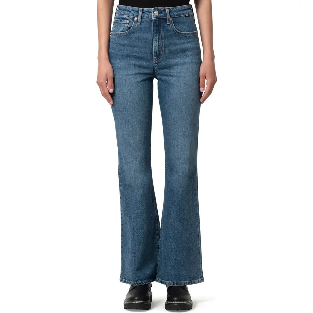 Mavi Jeans Los Angeles High Waist Flare Leg Jeans in Mid Brushed Classic Blue at Nordstrom Rack, Size 31 30 | Nordstrom Rack