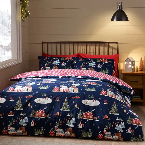 Catherine Lansfield Christmas Ski Village Polycotton Duvet Cover & Pillowcase Set | Dunelm