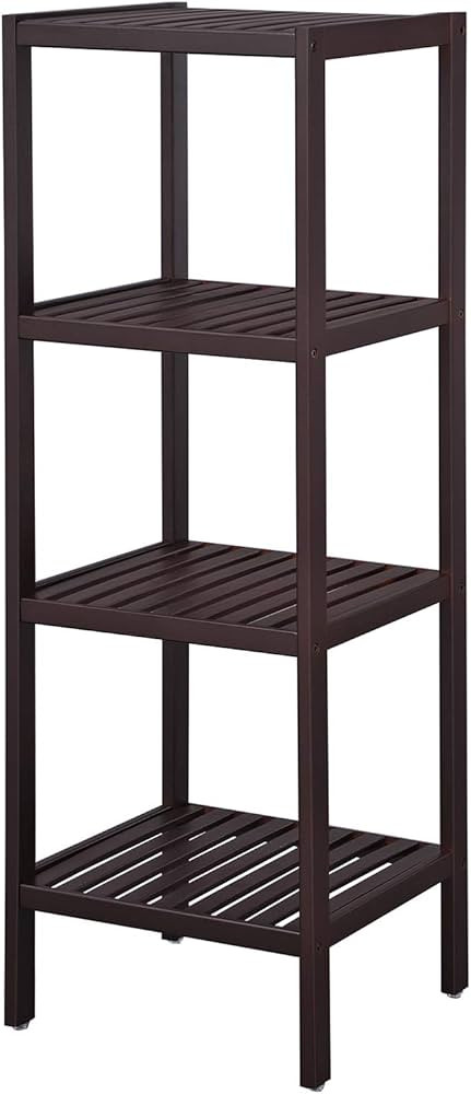 SONGMICS 4-Tier Bamboo Bathroom Shelf, Narrow Shelving Unit, Multifunctional Storage Rack, Corner... | Amazon (US)