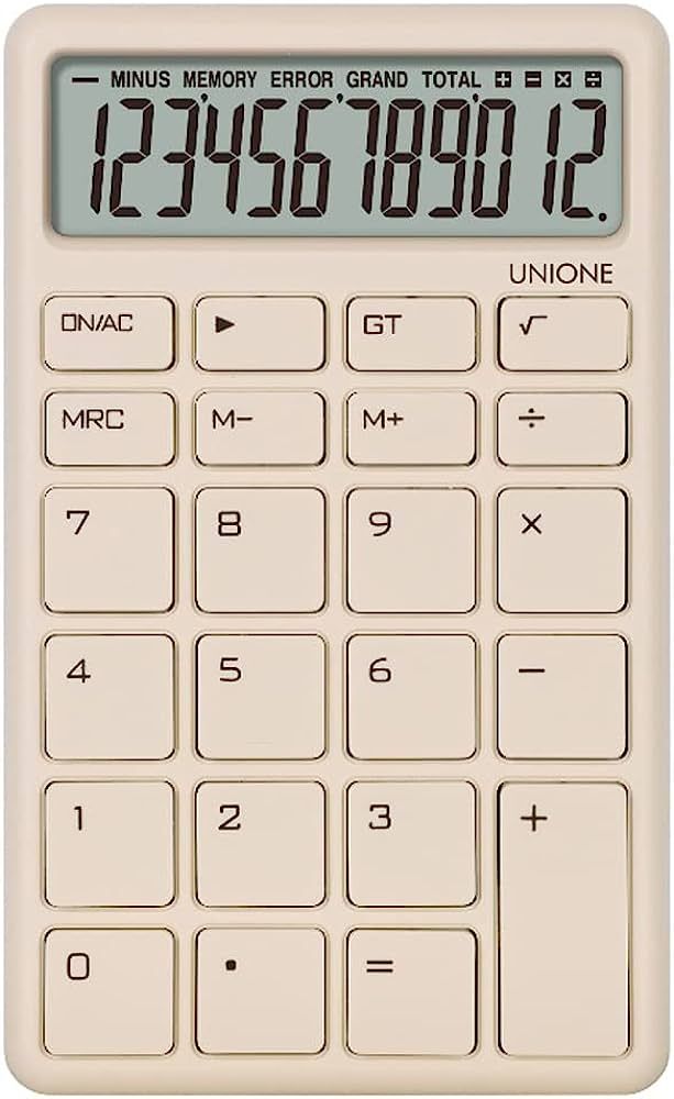 UNIONE Pocket & Desktop Beige Calculator with a Bright LCD, Dual Power Handheld Desktop. Color. Busi | Amazon (US)