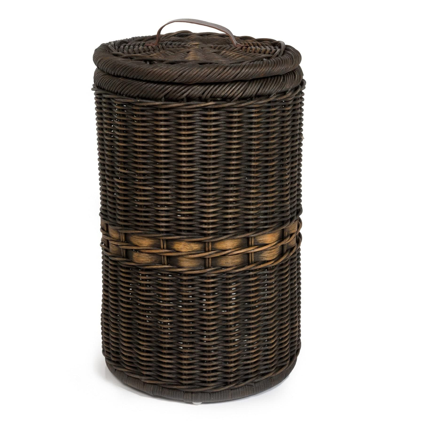 The Basket Lady Tall Wicker Trash Basket with Metal Liner, 15.5 in Dia x 25.5 in H, Antique Walnu... | Amazon (US)