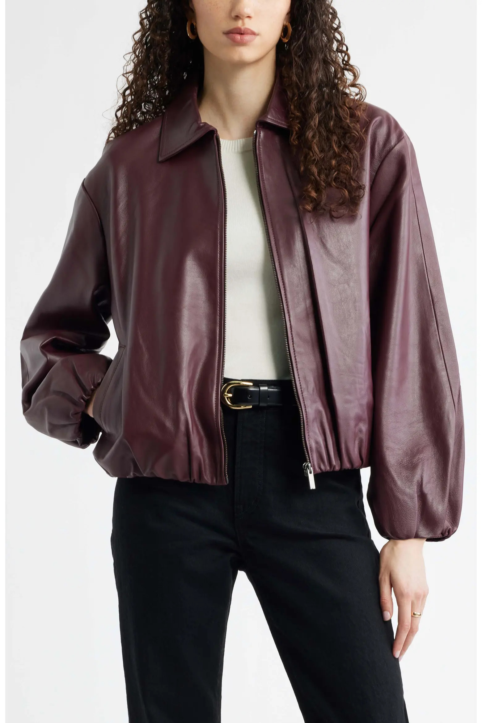 Bubble Hem Leather Jacket (Women) | Nordstrom | Nordstrom