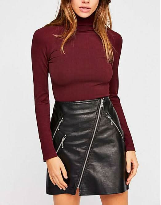 Free People Like I Do Burgundy Backless Turtleneck M/L | Boho Pink