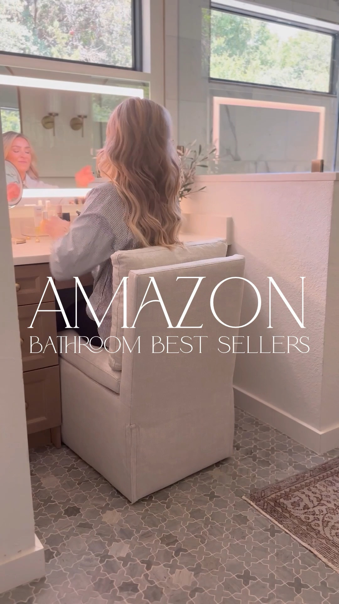 Amazon bathroom best sellers including this motion sensor light, no drill shower hooks, linen tissue box cover, self adhesive toilet paper holder, acrylic countertop shelf, and gorgeous rolling vanity chair!

#LTKSaleAlert #LTKFindsUnder50 #LTKHome