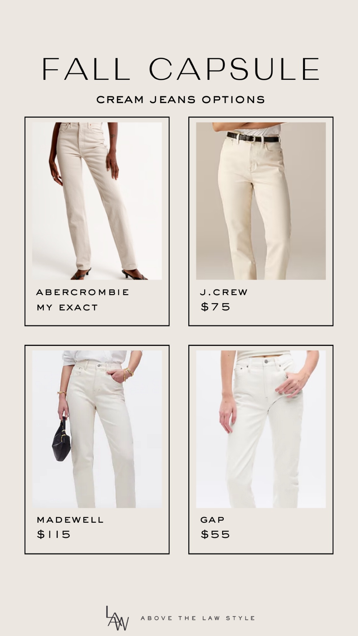 Fall Capsule: Cream Jeans

#LTKSaleAlert #LTKFindsUnder100 #LTKFindsUnder50