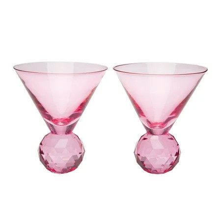 Paris Hilton 2 Piece Diamond Ball Martini Glass Set, 10.5 oz / 310 ml, Pink | Walmart (US)